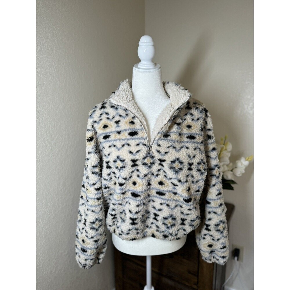 Love Tree Sherpa Pullover Womens Medium Aztec Fleece Cozy Quarter Zip